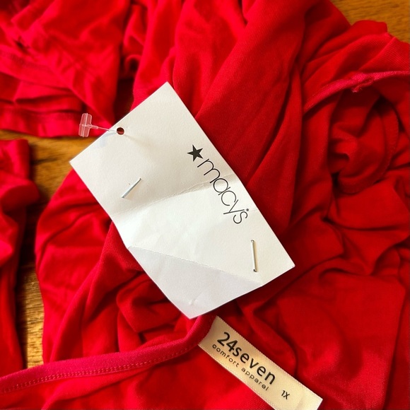 24seven Comfort Apparel Three Quarter Sleeve V-Neck Maternity Tunic Top Red NEW - Picture 9 of 10